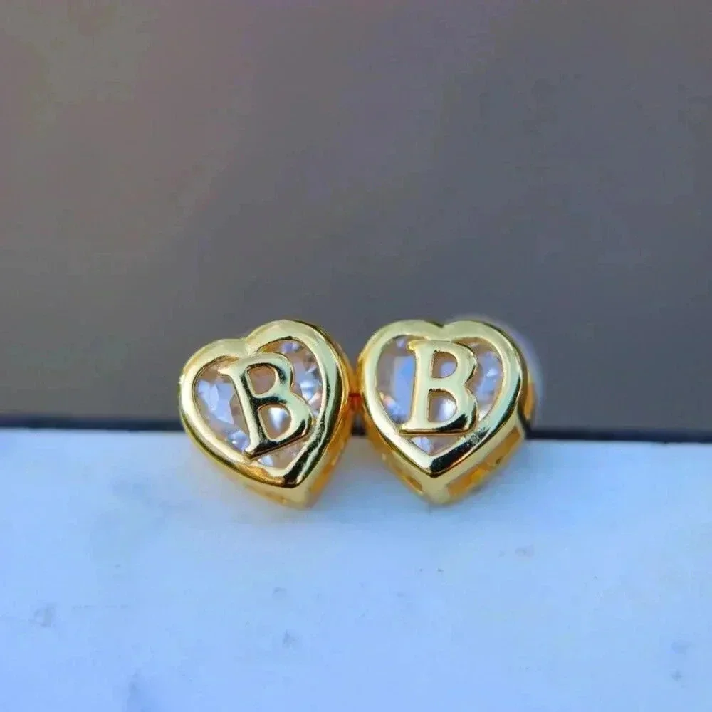 🎁Gift 💝Heart Initial Stud Earrings for Women Teen Girls Mom Daughter, ELDM153G